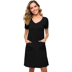 image:imageWiWi Soft Nightgown for Women Short Sleeve Sleep Shirts Plus Size Ladies Sleepwear Pajamas S4XBlack