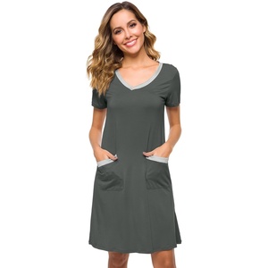 image:imageWiWi Soft Nightgown for Women Short Sleeve Sleep Shirts Plus Size Ladies Sleepwear Pajamas S4XIron Grey