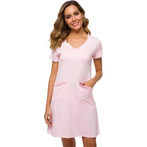 image:imageWiWi Soft Nightgown for Women Short Sleeve Sleep Shirts Plus Size Ladies Sleepwear Pajamas S4XPink