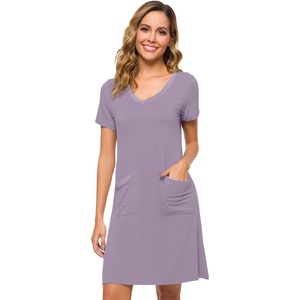 image:imageWiWi Soft Nightgown for Women Short Sleeve Sleep Shirts Plus Size Ladies Sleepwear Pajamas S4XViolet