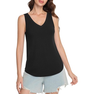 image:imageWiWi Tank Tops for Women Super Soft Sleeveless Pajama TShirt Cooling Loungewear Basic Shirts Viscose Bamboo Tee SXXLCblack