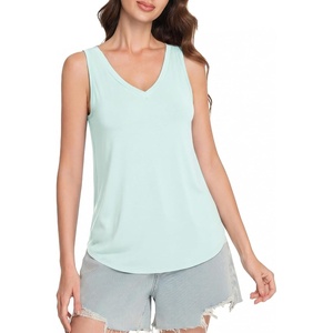 image:imageWiWi Tank Tops for Women Super Soft Sleeveless Pajama TShirt Cooling Loungewear Basic Shirts Viscose Bamboo Tee SXXLClight Green