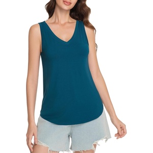 image:imageWiWi Tank Tops for Women Super Soft Sleeveless Pajama TShirt Cooling Loungewear Basic Shirts Viscose Bamboo Tee SXXLCpeacock Blue