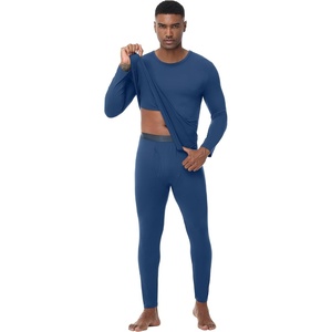 image:imageWiWi Thermal Underwear for Men Bamboo Viscose Long Johns Set Soft Warm Base Layer Lightweight Top and Bottom Sets SXXLBdark Blue