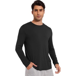 image:imageWiWi Viscose from Bamboo Mens Long Sleeve Tees Sun Protection Athletic Crew Neck Shirts for Pajamas SXXLAblack