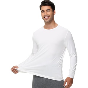 image:imageWiWi Viscose from Bamboo Mens Long Sleeve Tees Sun Protection Athletic Crew Neck Shirts for Pajamas SXXLAraw White