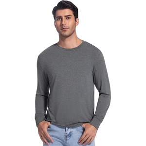image:imageWiWi Viscose from Bamboo Mens Long Sleeve Tees Sun Protection Athletic Crew Neck Shirts for Pajamas SXXLBdark Heather Grey