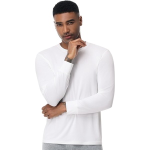 image:imageWiWi Viscose from Bamboo Mens Long Sleeve Tees Sun Protection Athletic Crew Neck Shirts for Pajamas SXXLBraw White