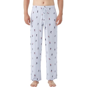 image:imageWiWi Viscose from Bamboo Mens Pajama Pants Soft Lounge Bottoms Sweatpants Sleep Pant Drawstring with Pockets SXXLBskiing on Light Blue