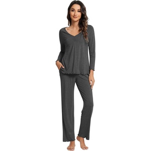 image:imageWiWi Viscose from Bamboo Pajama Sets for Women Super Soft Pjs Short Sleeve with Pants Cooling Sleepwear Loungewear SXXLBcharcoal Heather