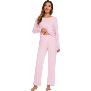 image:imageWiWi Viscose from Bamboo Pajama Sets for Women Super Soft Pjs Short Sleeve with Pants Cooling Sleepwear Loungewear SXXLCpink