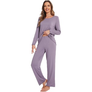 image:imageWiWi Viscose from Bamboo Pajama Sets for Women Super Soft Pjs Short Sleeve with Pants Cooling Sleepwear Loungewear SXXLCviolet