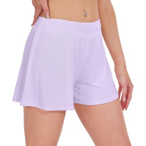 image:imageWiWi Viscose from Bamboo Pajama Shorts for Women Soft Casual Sleep Wide Leg Lounge Bottoms Pj SXXLPastel Purple