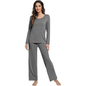 image:imageWiWi Viscose from Bamboo Pajamas Sets for Women Soft Long Sleeve Sleepwear and Pants Pjs Lounge Set Loungewear SXXLDark Heather Grey