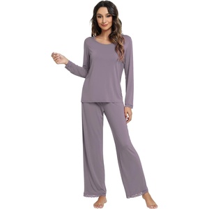 image:imageWiWi Viscose from Bamboo Pajamas Sets for Women Soft Long Sleeve Sleepwear and Pants Pjs Lounge Set Loungewear SXXLPurplish Grey