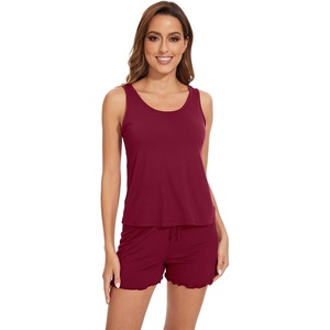 image:imageWiWi Viscose from Bamboo Pajamas for Women Tank Top and Shorts Pajama Set Soft Sleepwear SXXLAwine