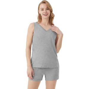image:imageWiWi Viscose from Bamboo Pajamas for Women Tank Top and Shorts Pajama Set Soft Sleepwear SXXLBheather Grey
