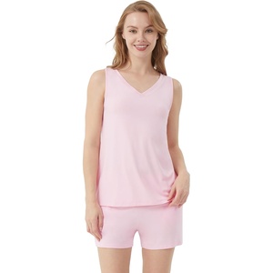 image:imageWiWi Viscose from Bamboo Pajamas for Women Tank Top and Shorts Pajama Set Soft Sleepwear SXXLBpink