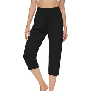 image:imageWiWi Viscose from Bamboo Womens Capri Pajama Pants Lounge Casual Bottoms Cute Capris SXXLBlack