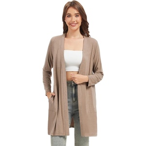 image:imageWiWi Womens Cardigan Bamboo Viscose Open Front Sweater Lightweight Knit Long Duster Coat with Pockets SXXLCamel