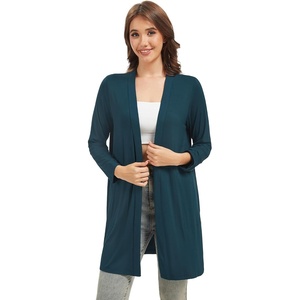 image:imageWiWi Womens Cardigan Bamboo Viscose Open Front Sweater Lightweight Knit Long Duster Coat with Pockets SXXLDeep Teal