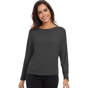 image:imageWiWi Womens Long Sleeve Shirts Pullover Tops Base Layer Slim Fit Viscose from Bamboo Tunic SXXLCharcoal Heather