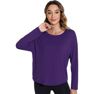 image:imageWiWi Womens Long Sleeve Shirts Pullover Tops Base Layer Slim Fit Viscose from Bamboo Tunic SXXLDark Purple