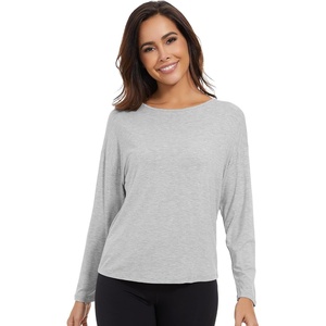 image:imageWiWi Womens Long Sleeve Shirts Pullover Tops Base Layer Slim Fit Viscose from Bamboo Tunic SXXLLight Heather Grey