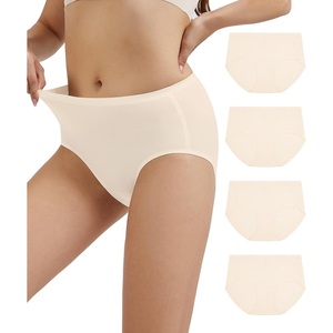 image:imageWiWi Womens Modal Briefs Mid Waist Brief Breathable Seamless Underwear Full Coverage Ladies Panties 4 Pack SXXLBeige4 Pack