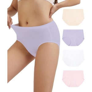image:imageWiWi Womens Modal Briefs Mid Waist Brief Breathable Seamless Underwear Full Coverage Ladies Panties 4 Pack SXXLBeigeWhitePurplePink