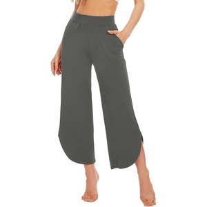 image:imageWiWi Womens Pajama Pants Viscose Bamboo Sleep Bottoms Super Soft Wide Leg Capri Pant Cooling Bottom with Pockets SXXLCharcoal