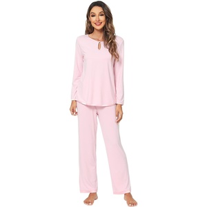image:imageWiWi Womens Pajamas Set Soft Long Sleeve Tops and Pants Viscose from Bamboo Sleepwear Lightweight Pj Loungewear SXXLCpink