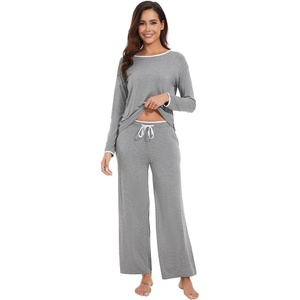 image:imageWiWi Womens Pajamas Set Soft Long Sleeve Tops and Pants Viscose from Bamboo Sleepwear Lightweight Pj Loungewear SXXLDheather Grey