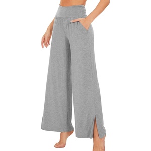 image:imageWiWi Womens Viscose from Bamboo Lounge Pants Soft Wide Leg Pajama Bottoms Palazzo Yoga Pant Casual Pj Bottom SXXLHeather Grey