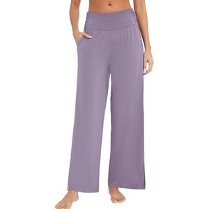 image:imageWiWi Womens Viscose from Bamboo Lounge Pants Soft Wide Leg Pajama Bottoms Palazzo Yoga Pant Casual Pj Bottom SXXLViolet