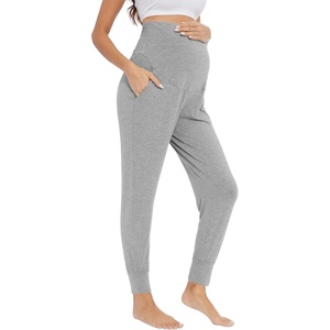 image:imageWiWi Womens Viscose from Bamboo Maternity Pants Soft Over The Belly Pregnancy Leggings High Waist Stretchy BottomsAheather Grey