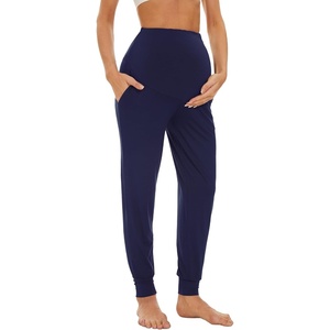 image:imageWiWi Womens Viscose from Bamboo Maternity Pants Soft Over The Belly Pregnancy Leggings High Waist Stretchy BottomsAnavy