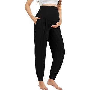 image:imageWiWi Womens Viscose from Bamboo Maternity Pants Soft Over The Belly Pregnancy Leggings High Waist Stretchy BottomsBblack