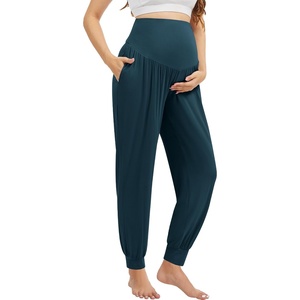 image:imageWiWi Womens Viscose from Bamboo Maternity Pants Soft Over The Belly Pregnancy Leggings High Waist Stretchy BottomsBdeep Teal