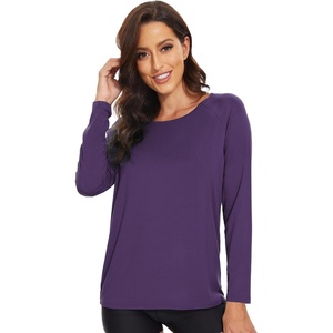 image:imageWiWi Womens Viscose from Bamboo Pajama Tops Soft Basic Sleep Shirt Loose Long Sleeves TShirt Loungewear SXXLAdark Purple
