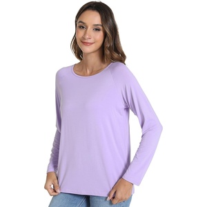 image:imageWiWi Womens Viscose from Bamboo Pajama Tops Soft Basic Sleep Shirt Loose Long Sleeves TShirt Loungewear SXXLAtaro Purple