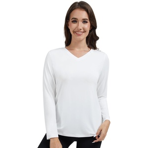 image:imageWiWi Womens Viscose from Bamboo Pajama Tops Soft Basic Sleep Shirt Loose Long Sleeves TShirt Loungewear SXXLBraw White